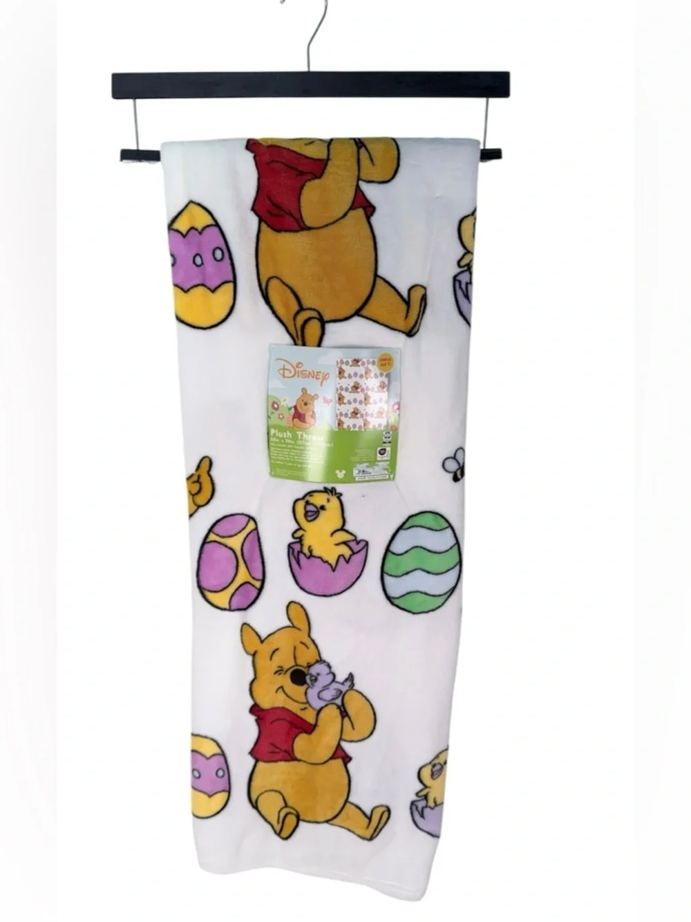 Disney Winnie The Pooh Plush Throw Blanket Easter Eggs Chick Print 50x70 Soft